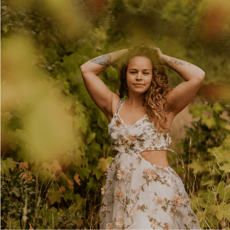 Whimsical boho dress with cascading floral details | AW.Bridal Canada