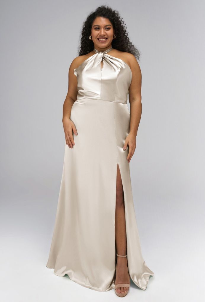 AW Lawrence Crystal Satin Bridesmaid Dresses image5