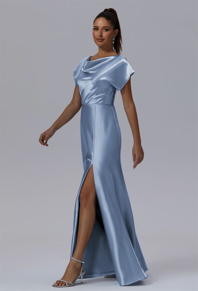 AW Hairmoss Crystal Satin Bridesmaid Dresses image4