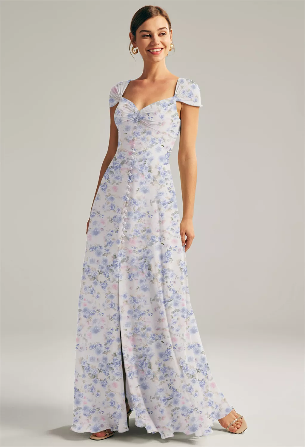 AW Cathryn Azure Purple Print  Cocktail Wedding Guest Dresses