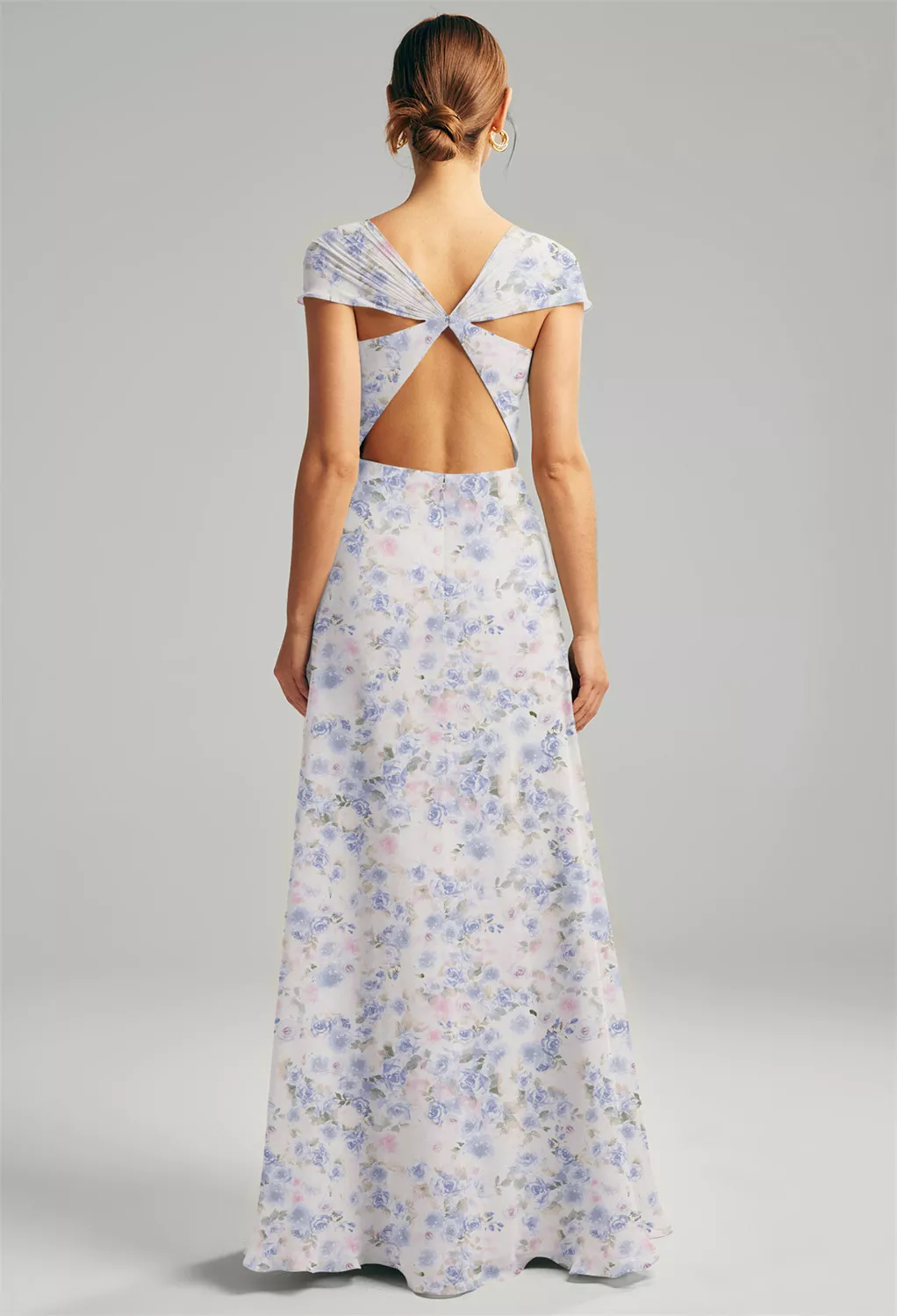 AW Cathryn Azure Purple Print  Cocktail Wedding Guest Dresses