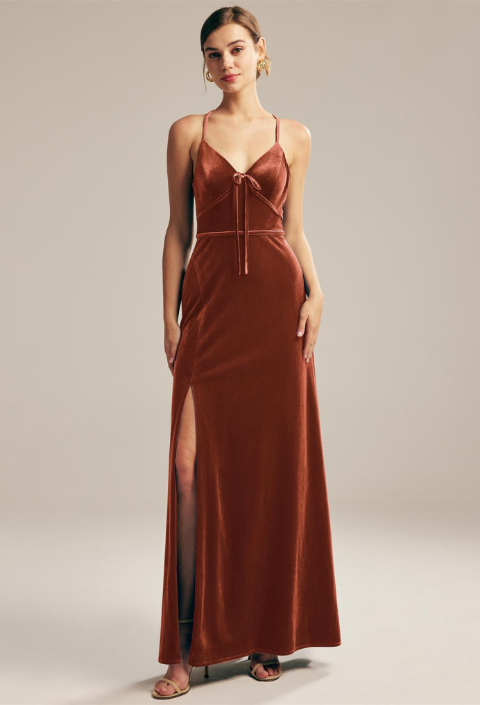 AW Delphine Burnt Orange  Long Bridesmaid Dresses