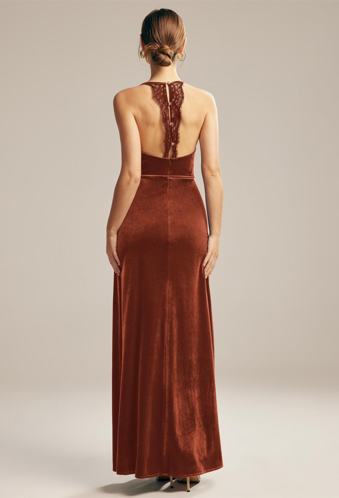 AW Delphine Burnt Orange  Long Bridesmaid Dresses