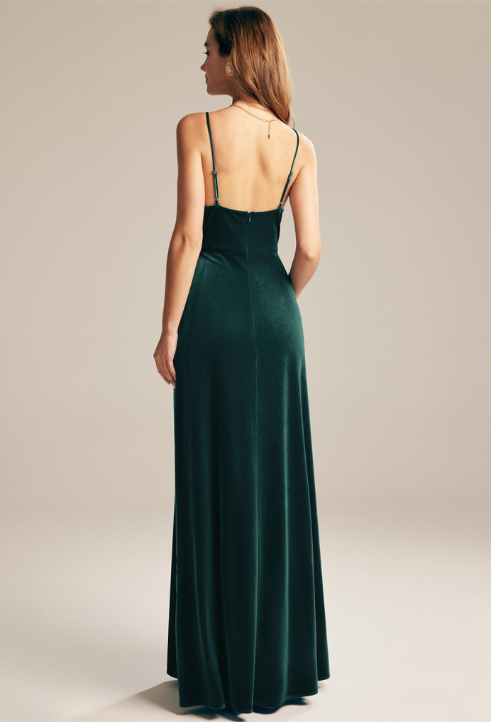AW Mona Hunter Green  Long Bridesmaid Dresses
