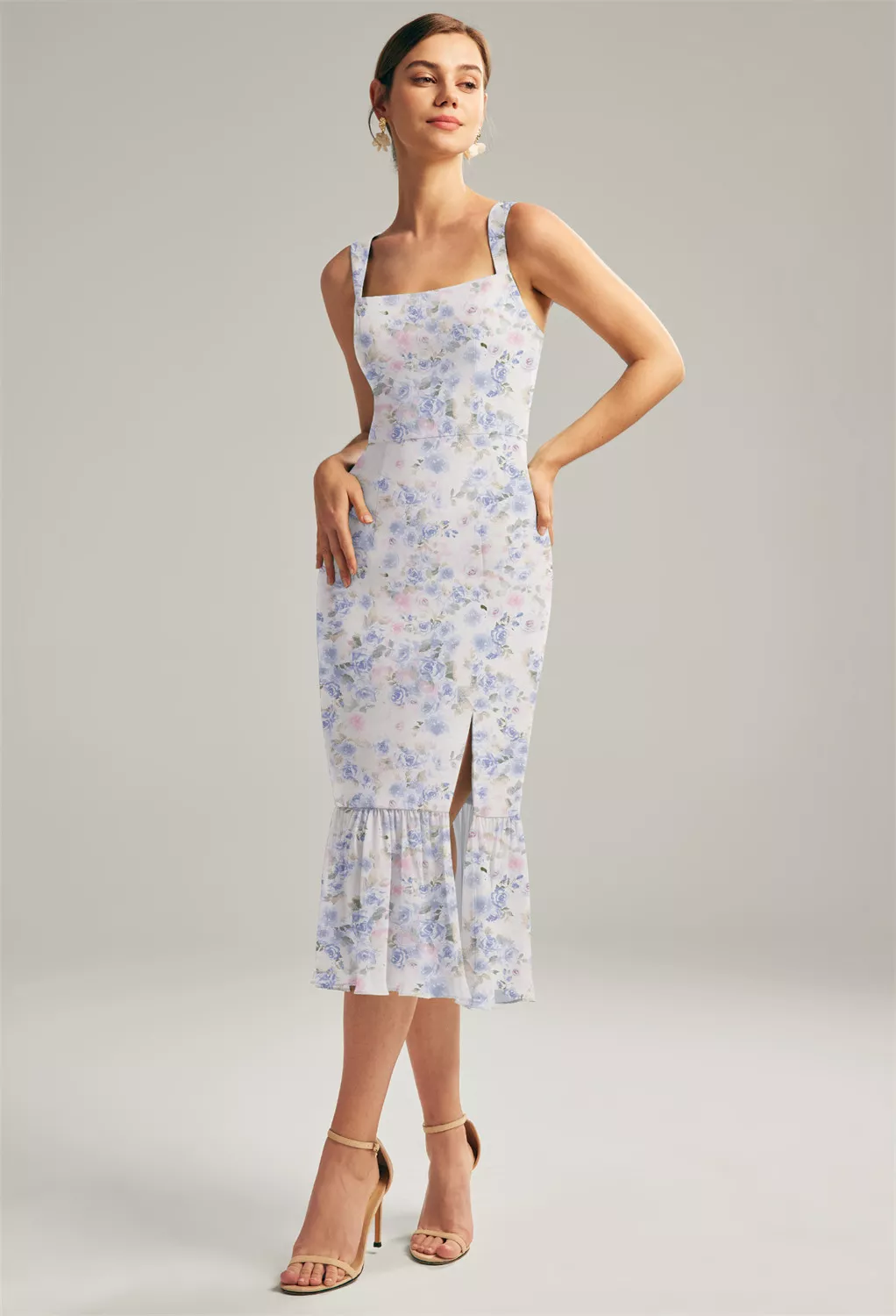 AW Merbok Azure Purple Print  Spring Wedding Guest Dresses