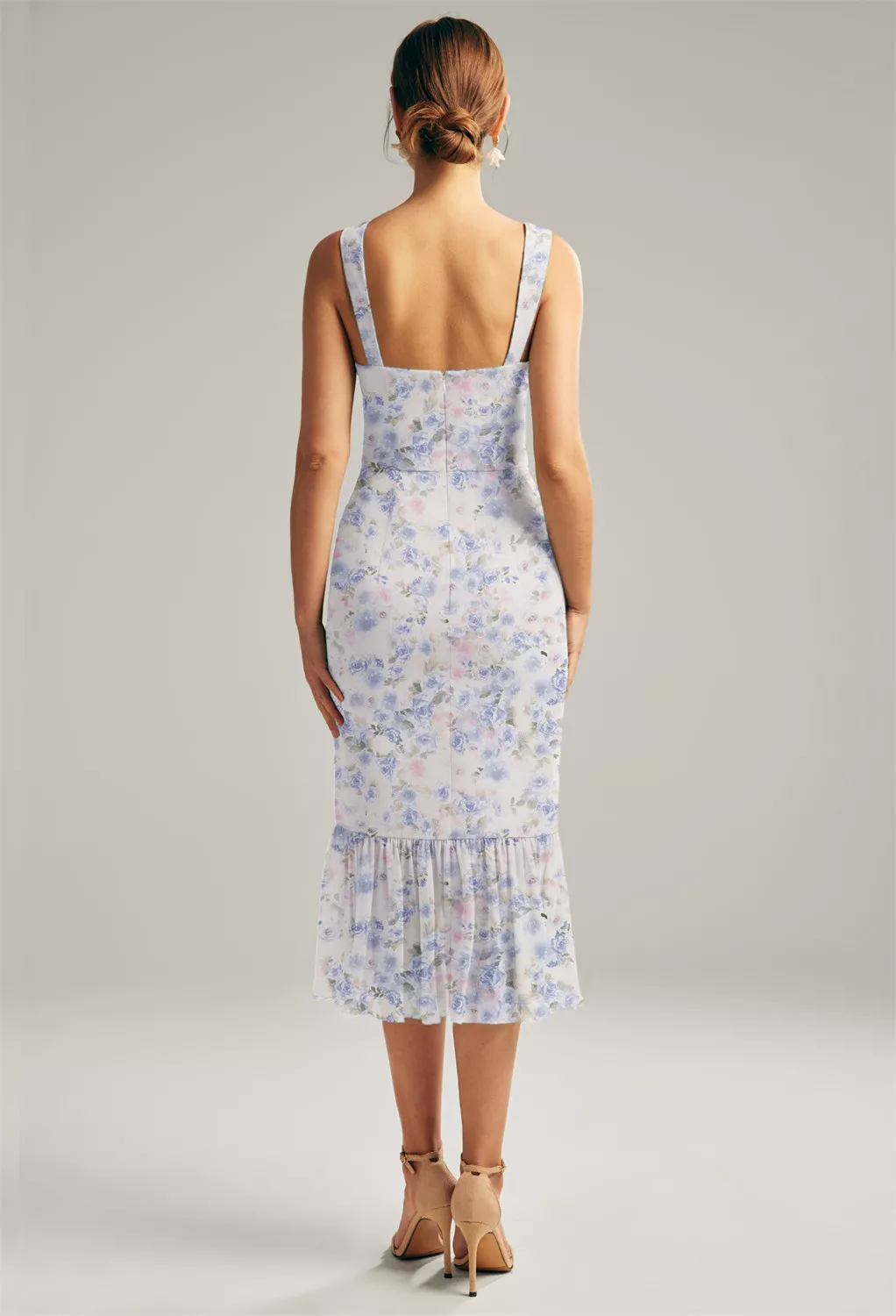 AW Merbok Azure Purple Print  Spring Wedding Guest Dresses