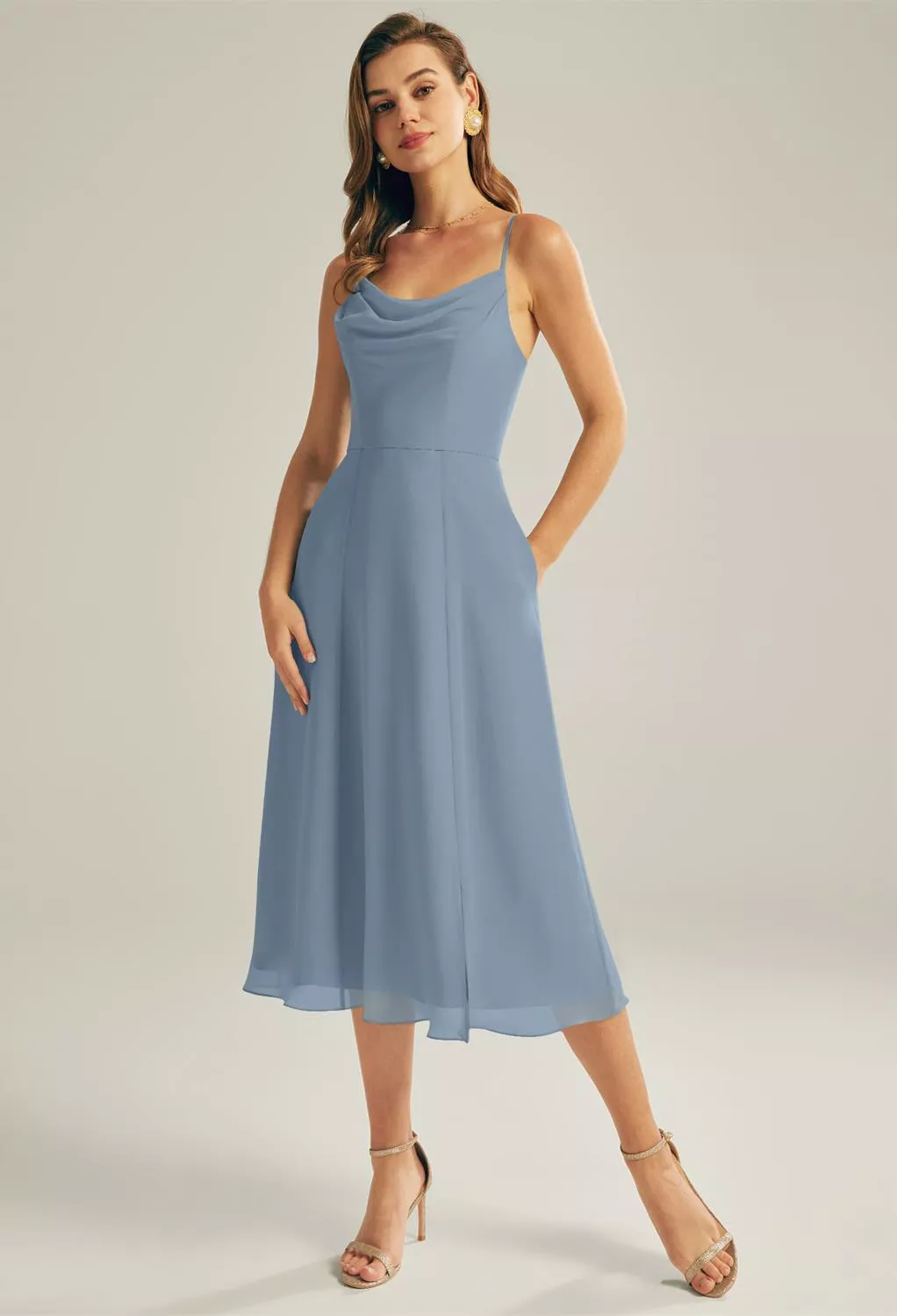 sachin and babi light blue dress Summer Dresses For Women 2024 Flowy Elegant Summer Maxi Dress Floral Chiffon Short Sleeve V-Neck Garden Party Dress main image 1