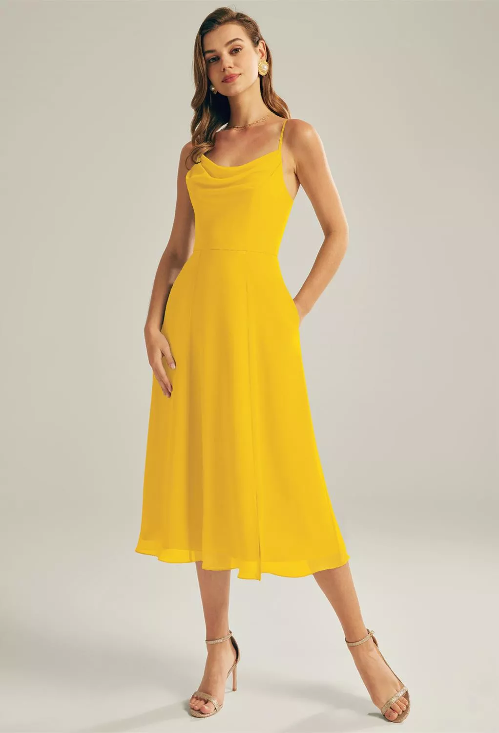 AW Maribel Mustard Yellow  Plus Size Wedding Guest Dresses