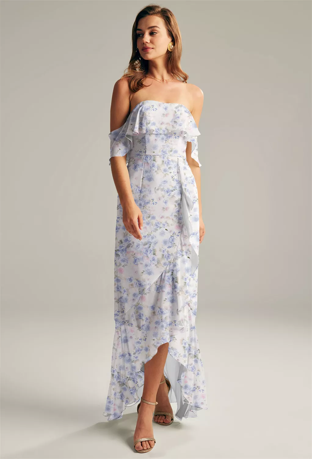 AW Nana Azure Purple Print  Spring Wedding Guest Dresses