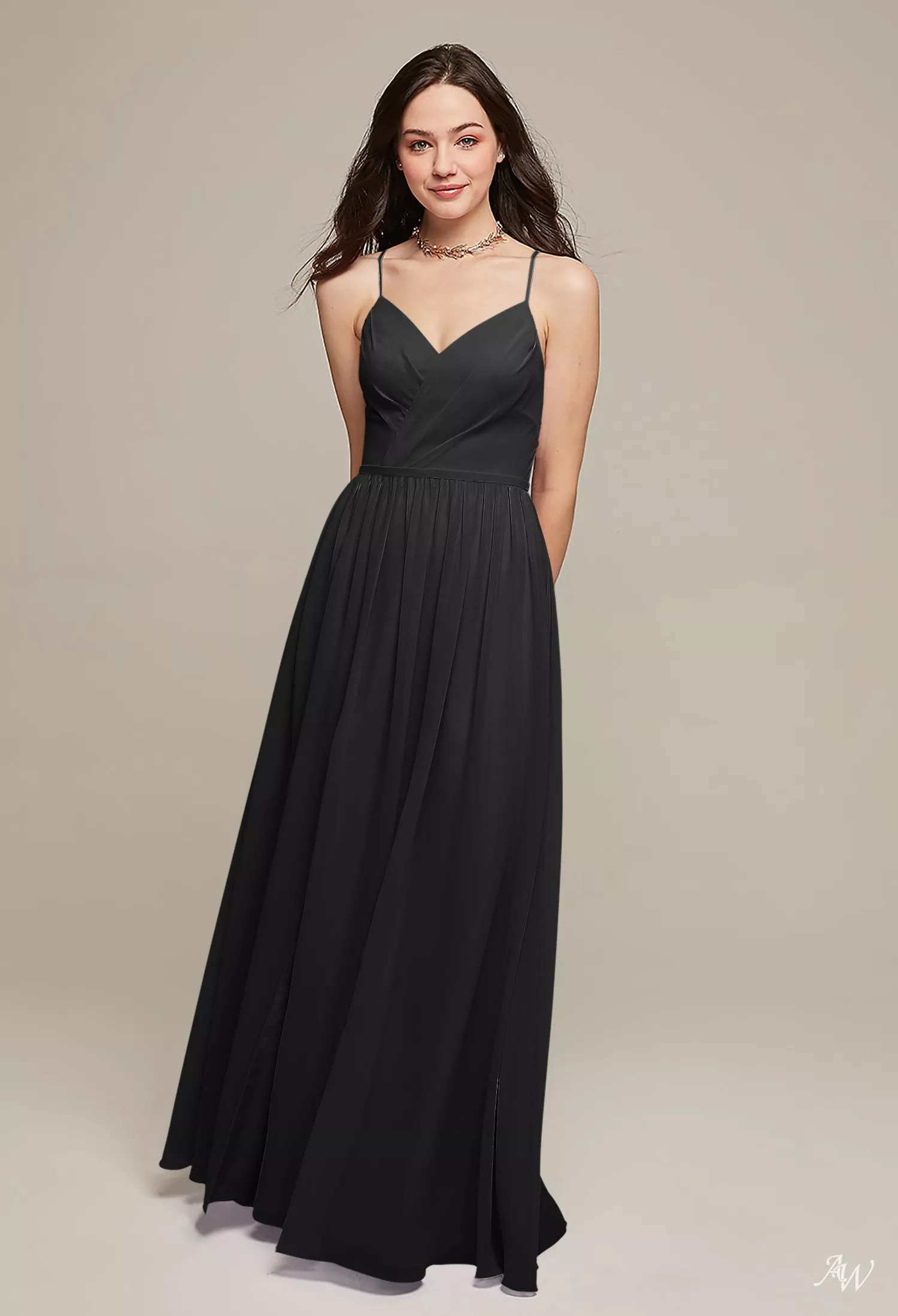 AW.Bridal A-Line V-Neck Floor Length Sleeveless Spaghetti Straps Cutout Plus Size Dresses Dress Black Plus Size 18