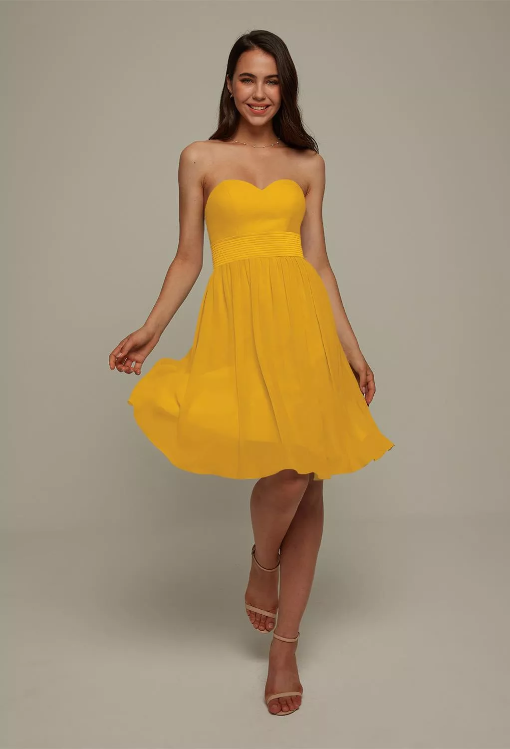 AW Faye Mustard Yellow  Short Bridesmaid Dresses