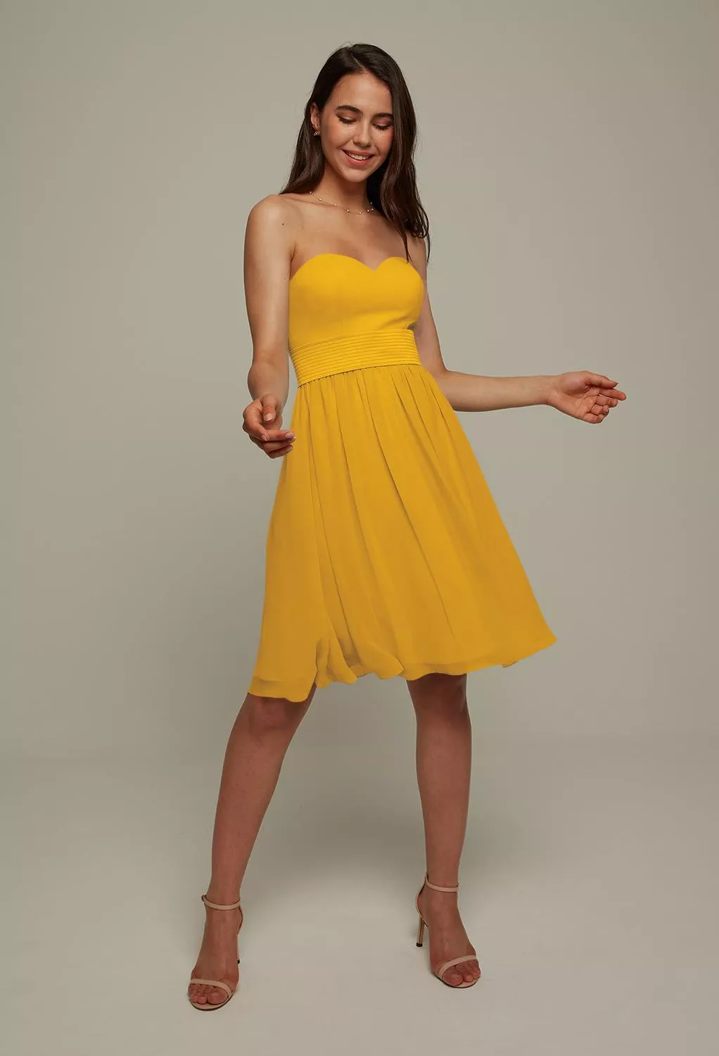 AW Faye Mustard Yellow  Short Bridesmaid Dresses