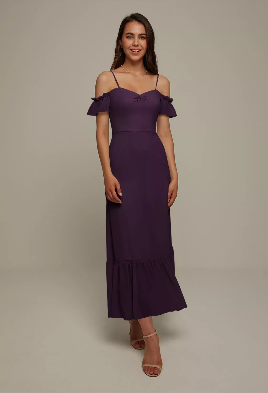 AW Elma Grape  Long Bridesmaid Dresses