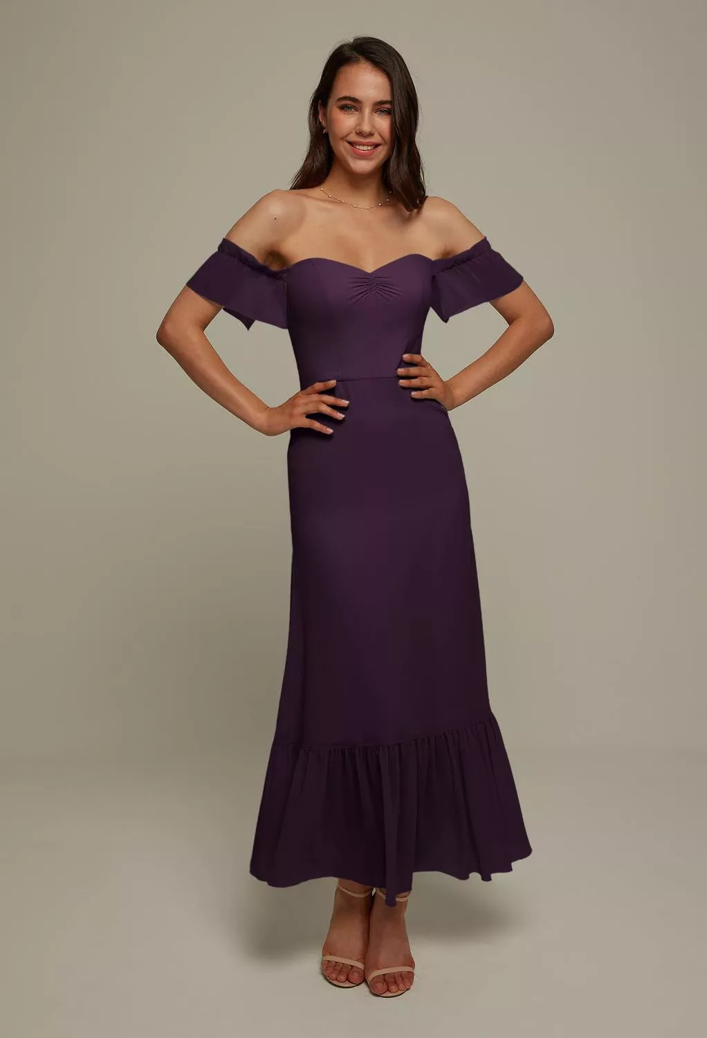 AW Elma Grape  Long Bridesmaid Dresses
