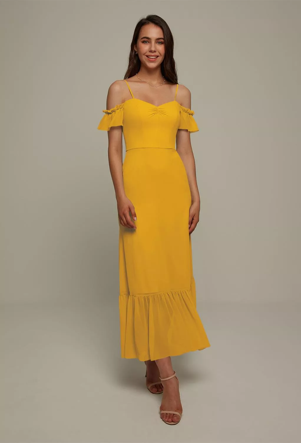 AW Elma Mustard Yellow  Wedding Guest Dresses