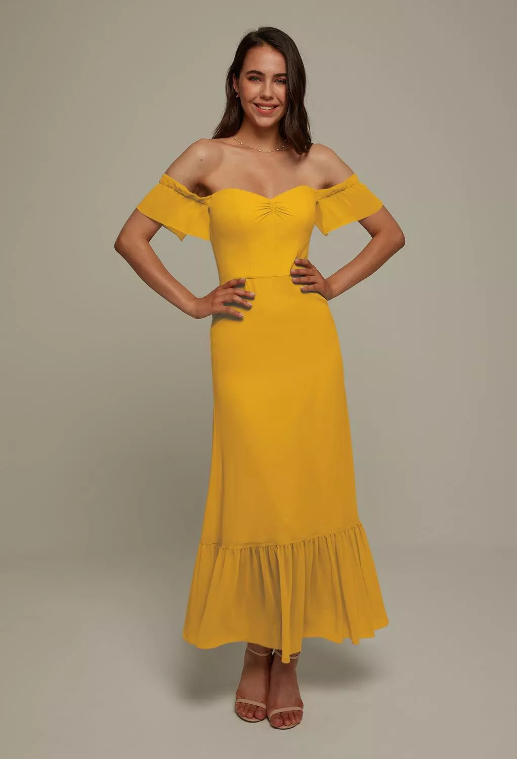 AW Elma Mustard Yellow  Wedding Guest Dresses