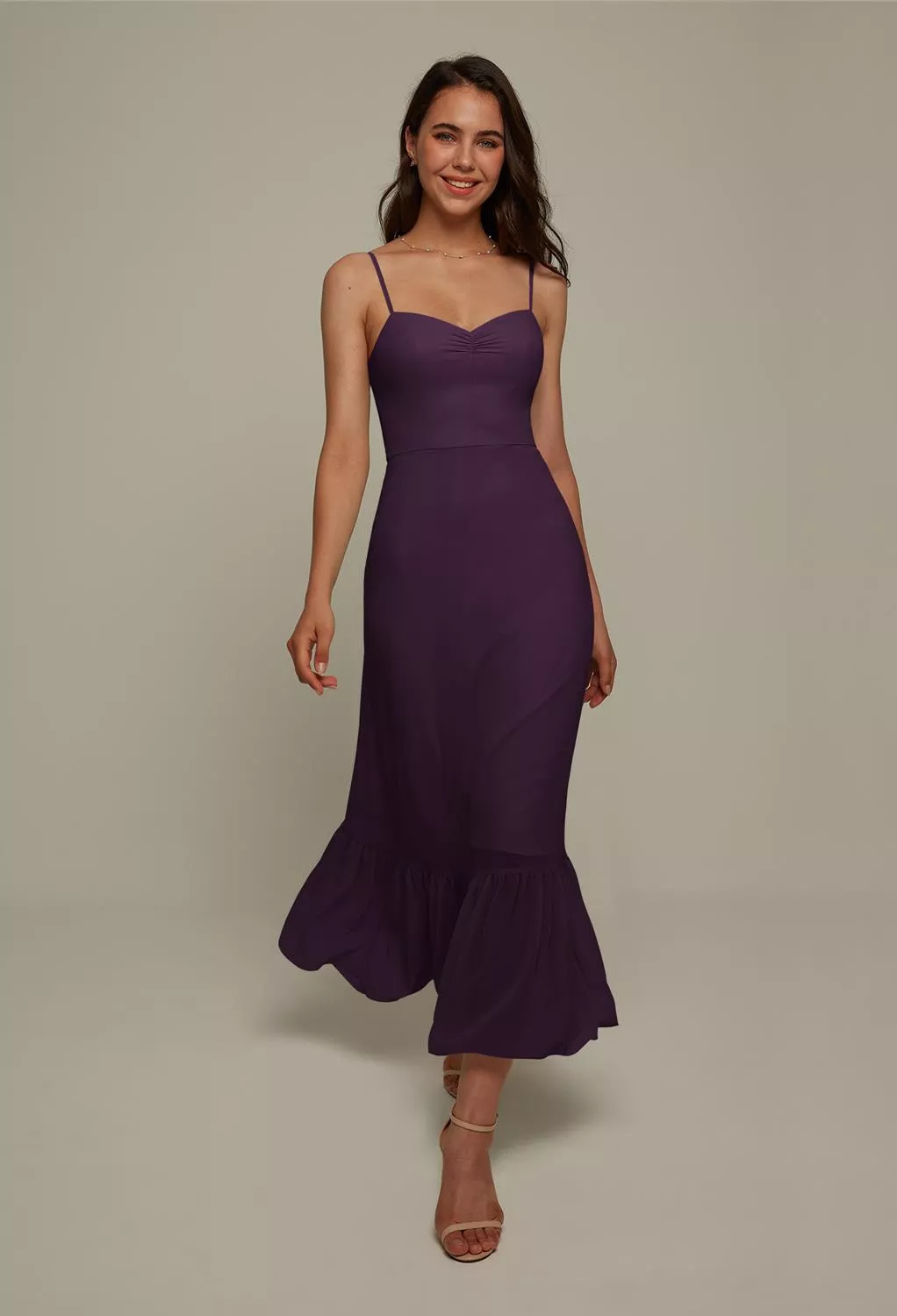 AW Denise Grape  Long Bridesmaid Dresses