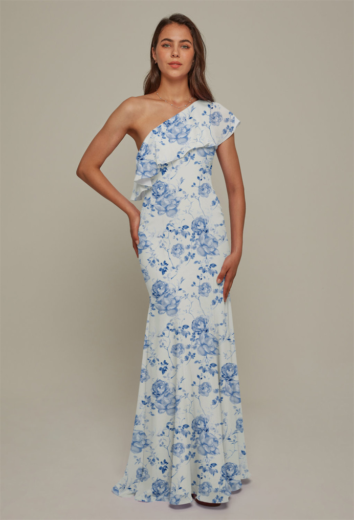 AW Felicia Blue Botanical Floral  Formal Dresses