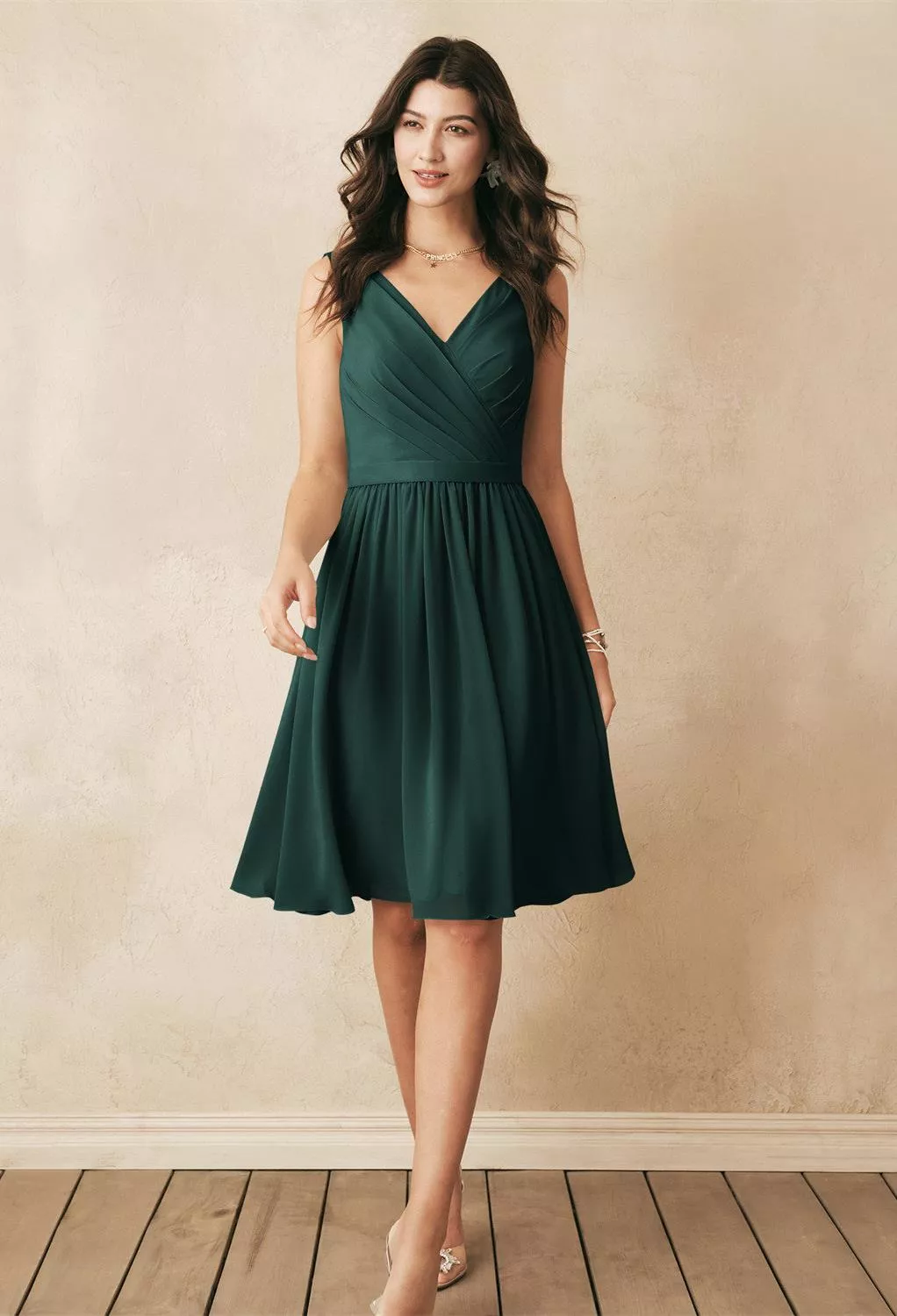 AW Vivien Dark Emerald  Short Bridesmaid Dresses