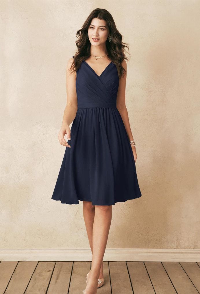 AW Vivien Dark Navy  Short Bridesmaid Dresses