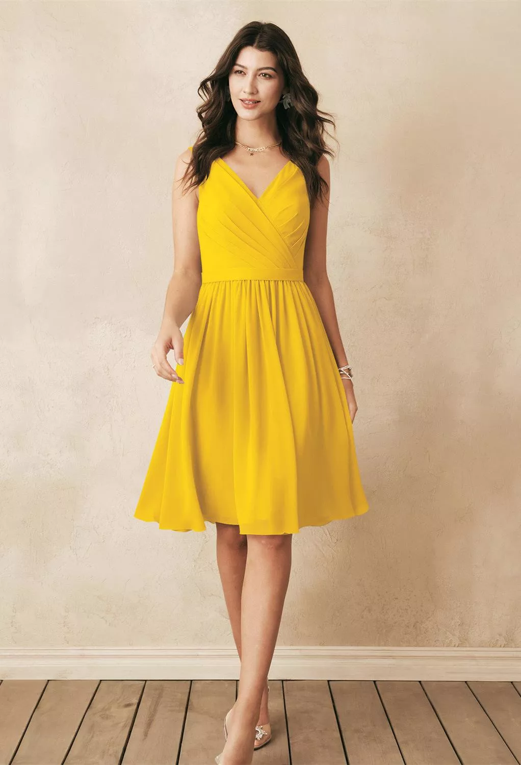 AW Vivien Mustard Yellow  Short Bridesmaid Dresses