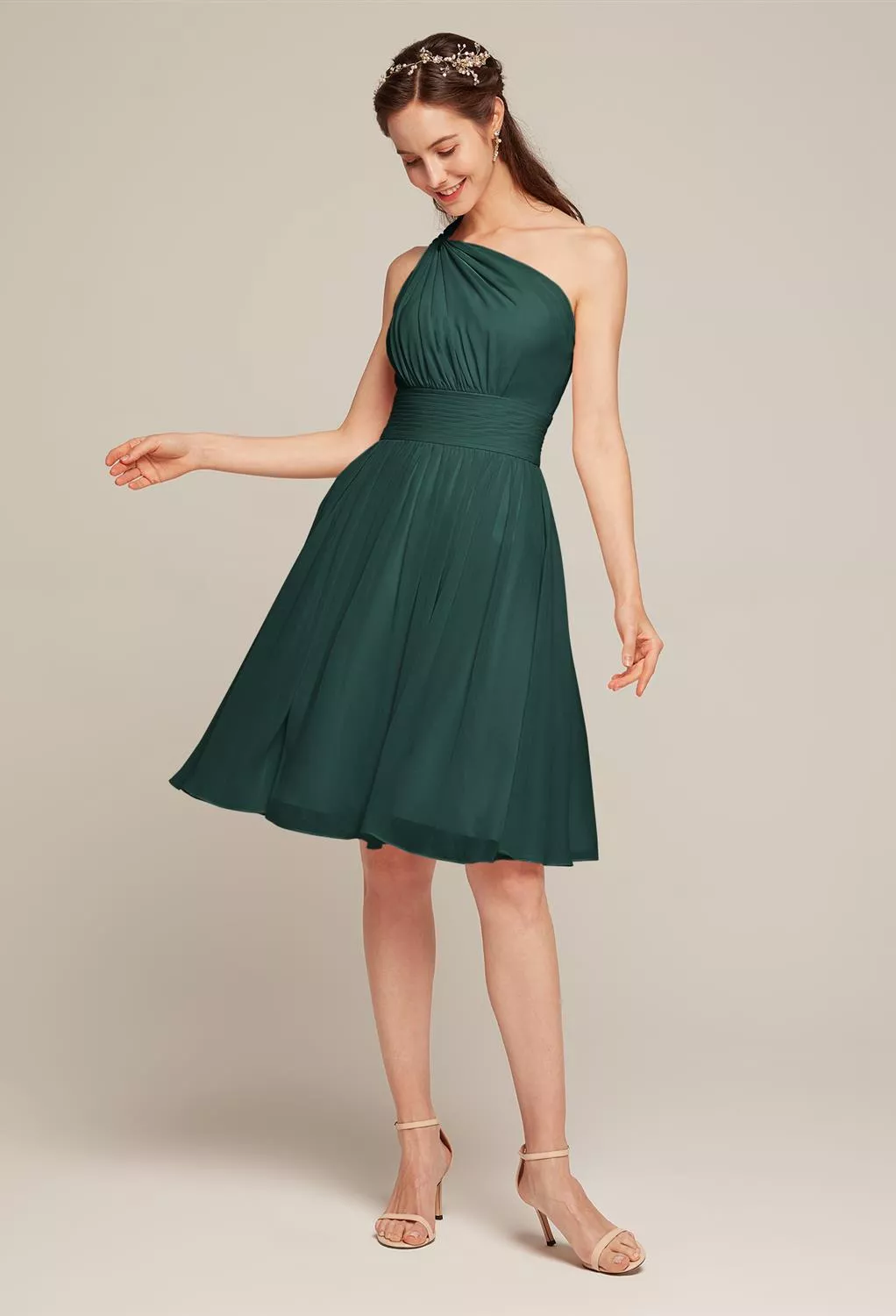 AW Winnie Dark Emerald  Short Bridesmaid Dresses