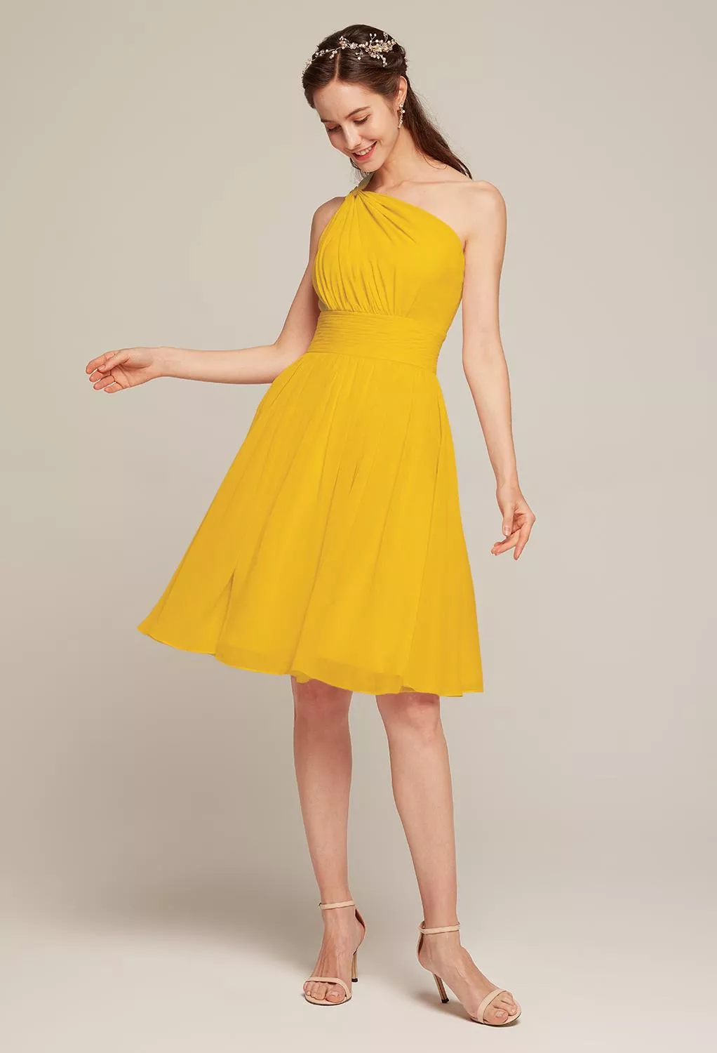 AW Winnie Mustard Yellow  Short Bridesmaid Dresses