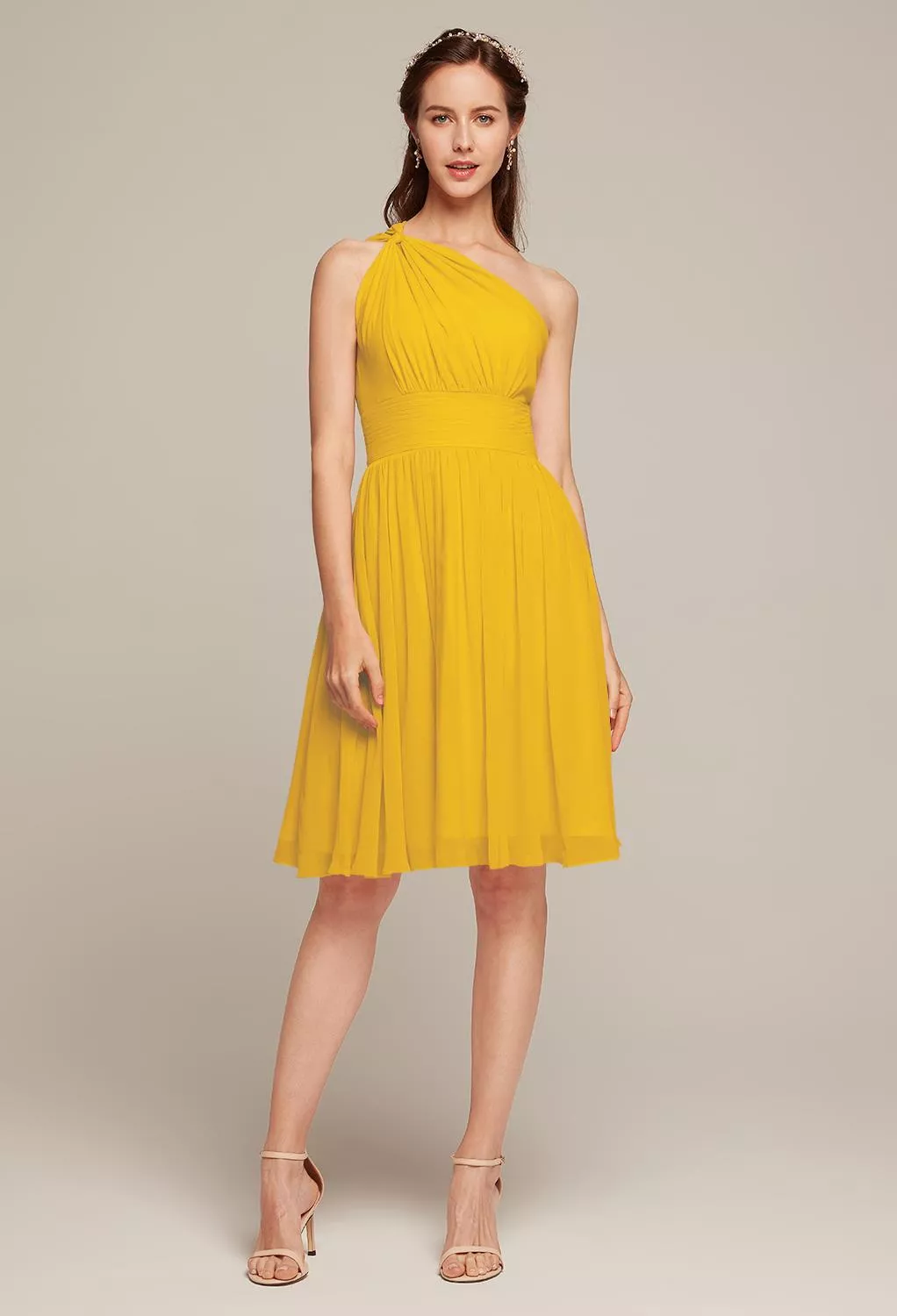 AW Winnie Mustard Yellow  Short Bridesmaid Dresses