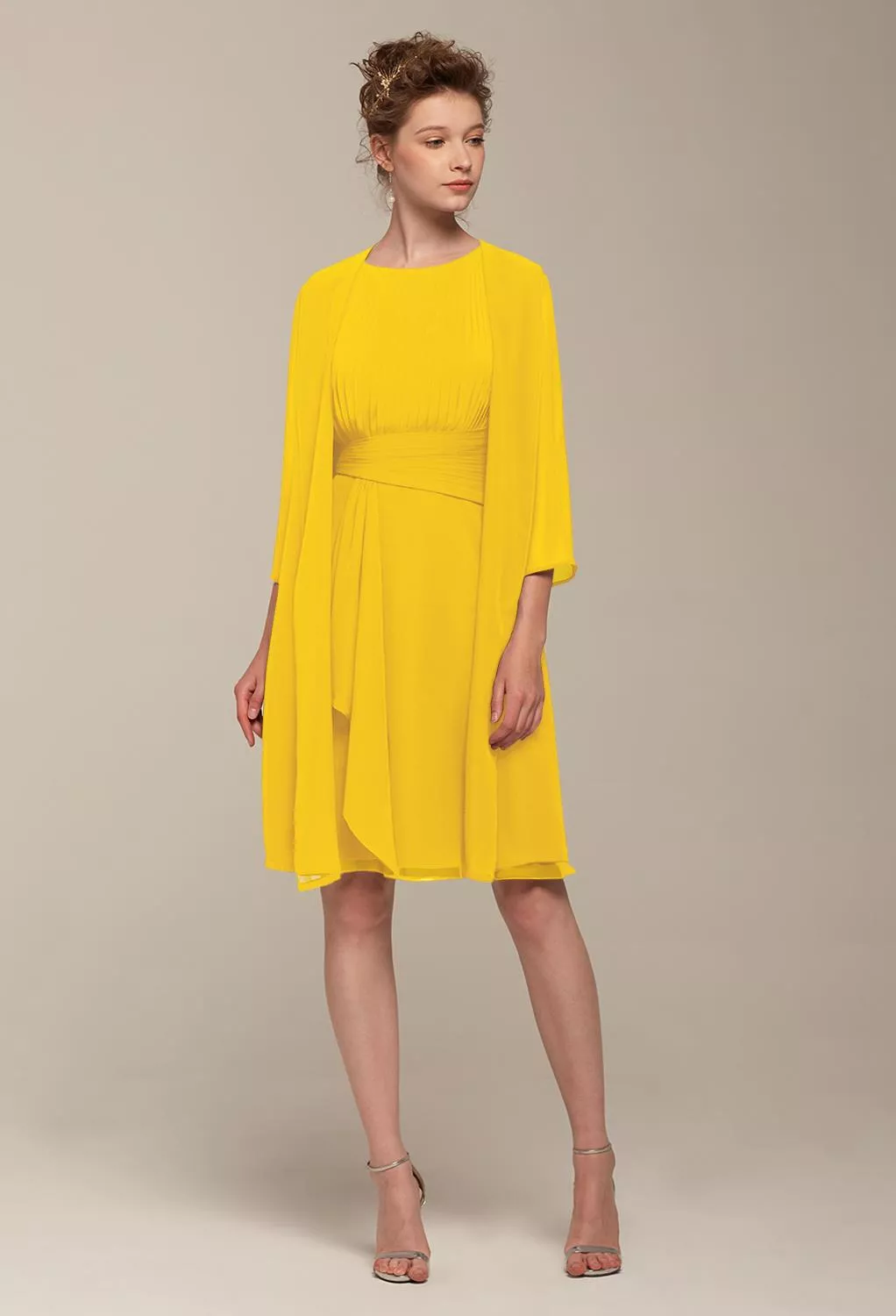 AW Connie Mustard Yellow  Short Bridesmaid Dresses
