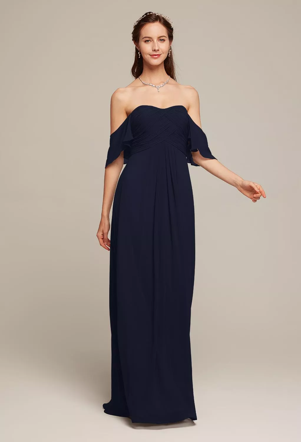 AW Griselda Dark Navy  Long Bridesmaid Dresses