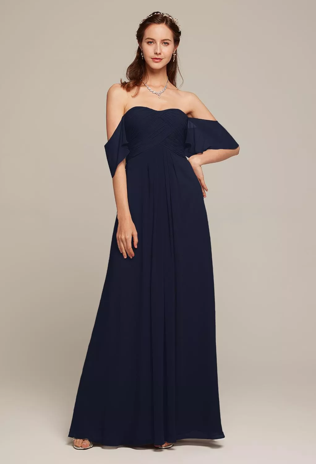 AW Griselda Dark Navy  Long Bridesmaid Dresses