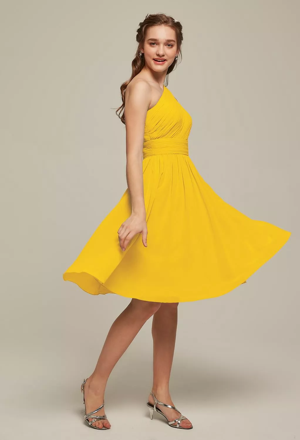 AW Elisha Mustard Yellow  Short Bridesmaid Dresses