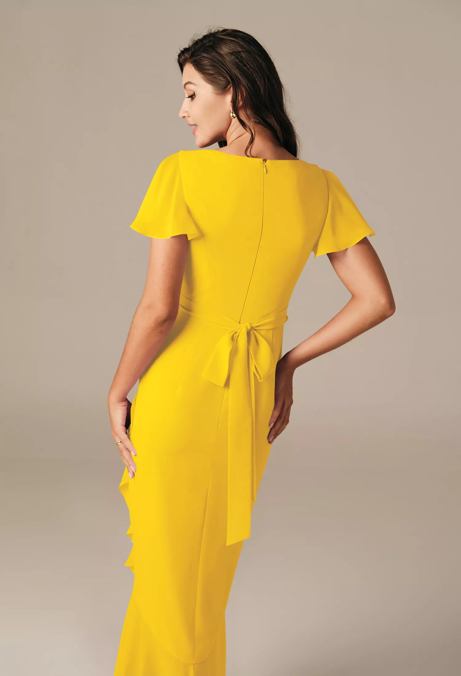 AW Celia Mustard Yellow  Plus Size Wedding Guest Dresses