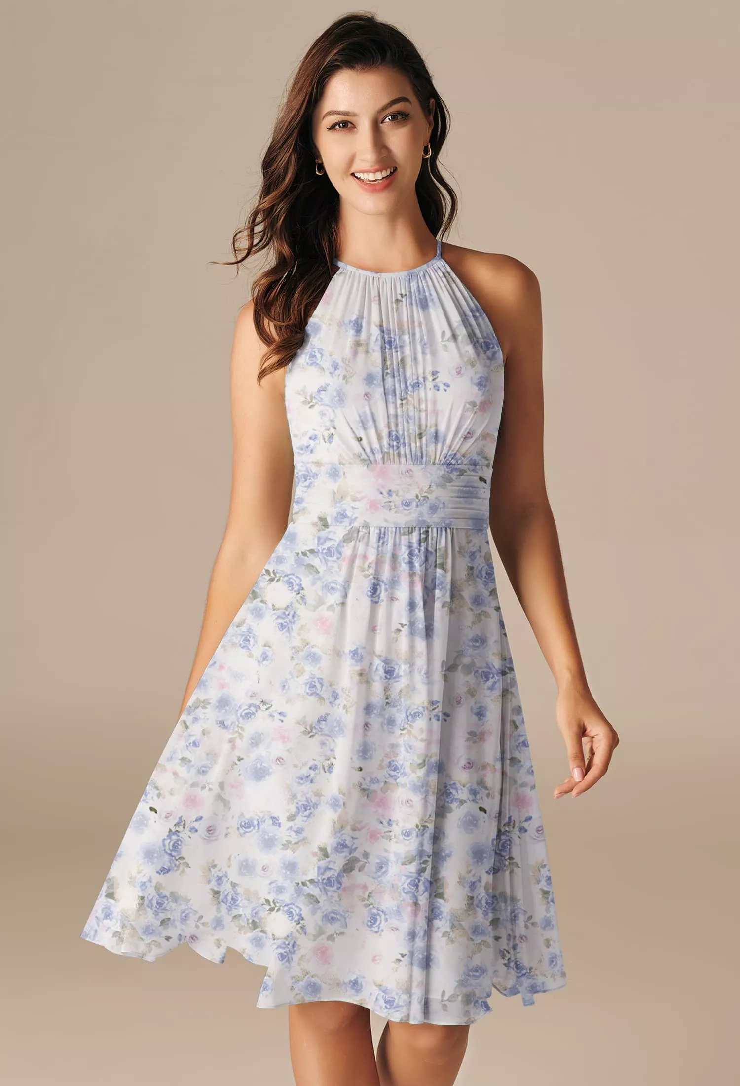 AW Leda Azure Purple Print  Spring Wedding Guest Dresses