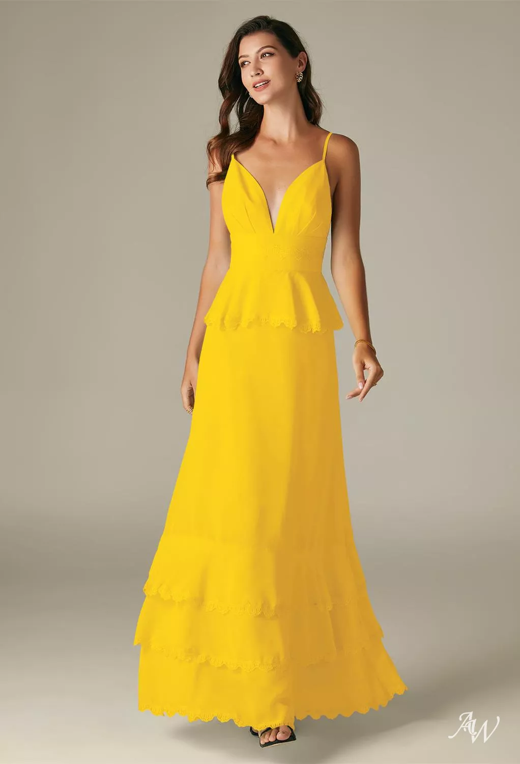 yellow bridesmaid dresses canada Zapaka Women Simple Lemon Yellow Wedding Party Guest Dress with Ruffles A  Line Pleated Maxi Bridesmaid Dress – Zapaka CA