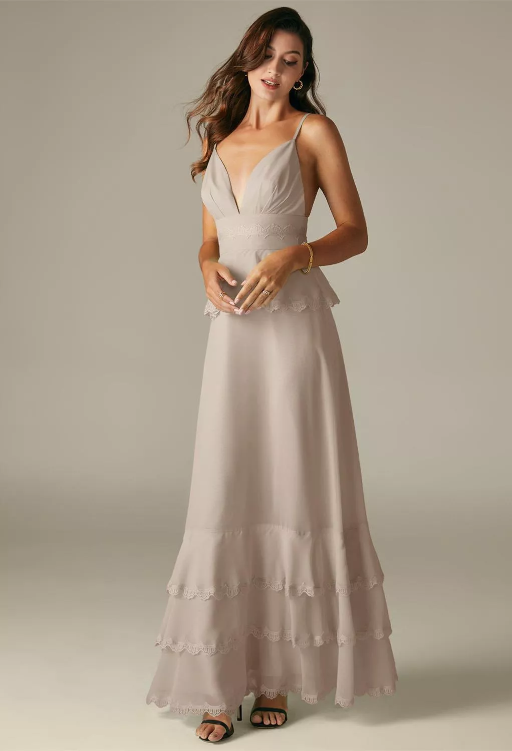 AW Khanum Taupe  Wedding Guest Dresses