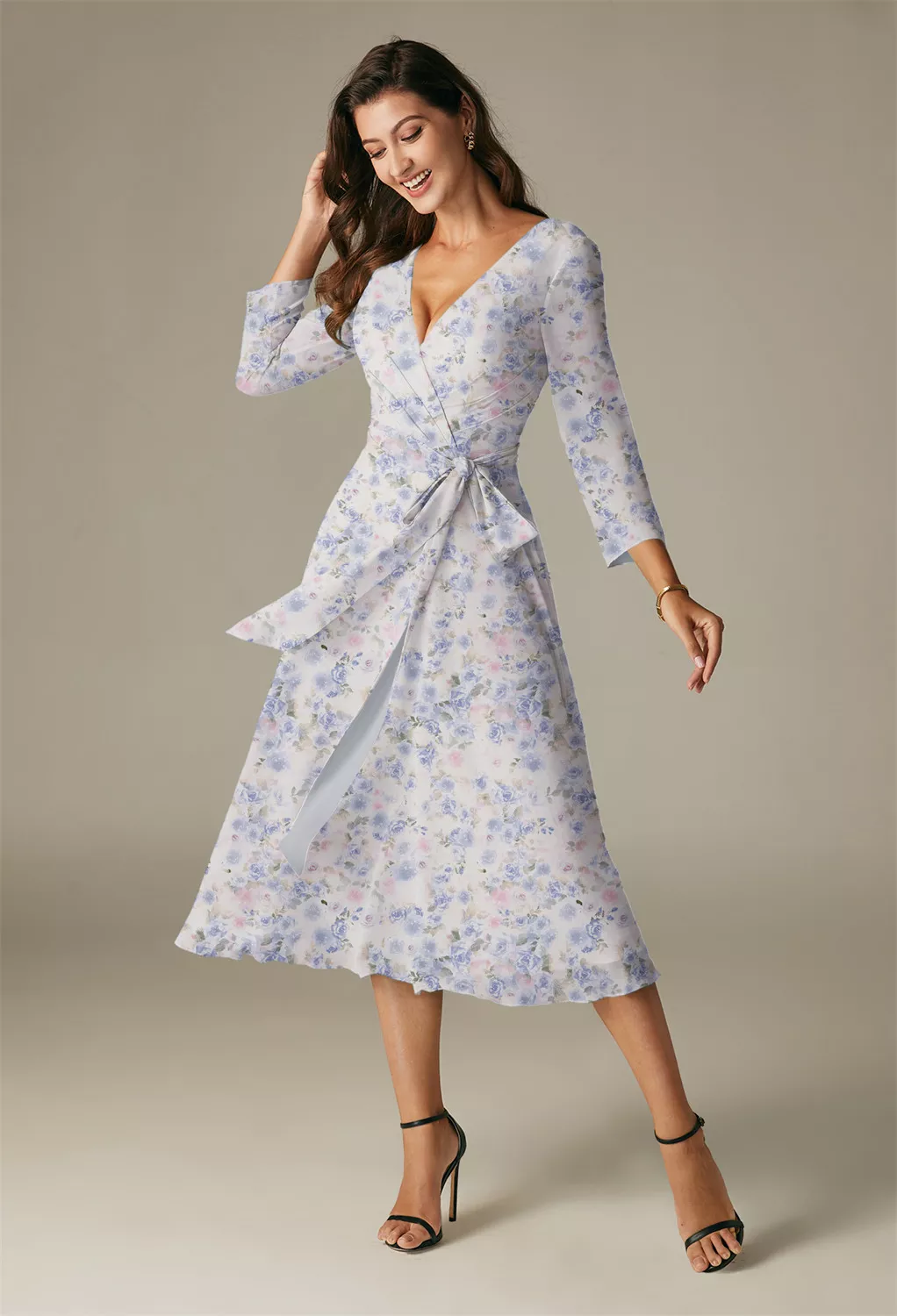 AW Gaia Azure Purple Print  Maternity Bridesmaid Dresses
