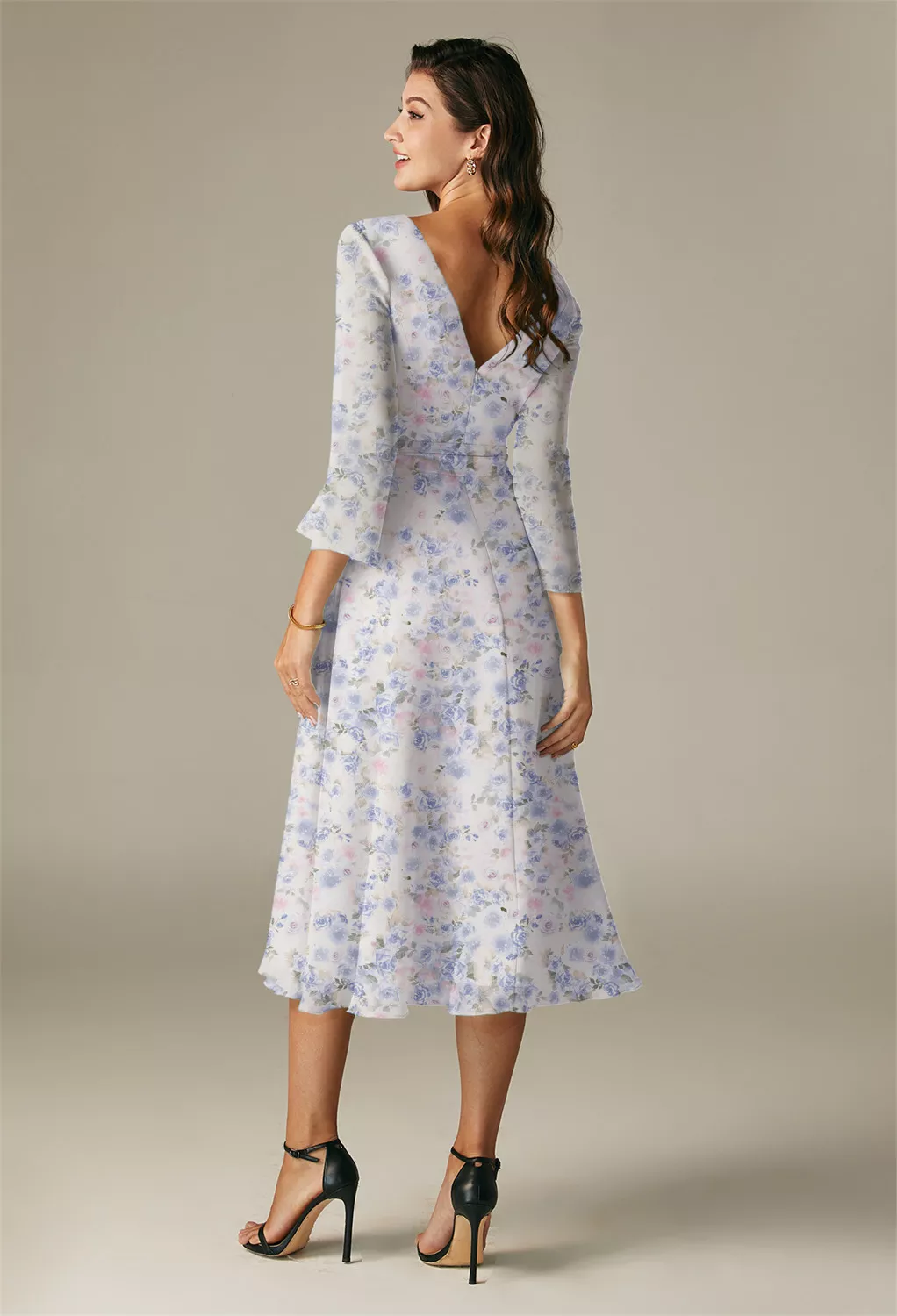 AW Gaia Azure Purple Print  Maternity Bridesmaid Dresses