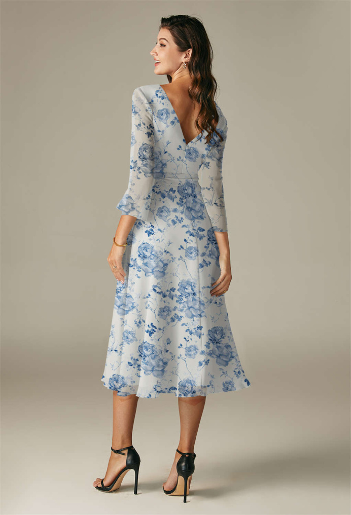 AW Gaia Blue Botanical Floral  Bridesmaid Dresses
