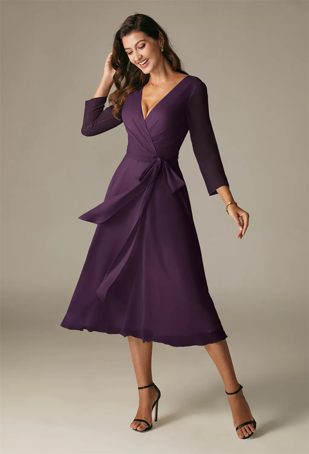 AW Gaia Grape  Spring Wedding Guest Dresses