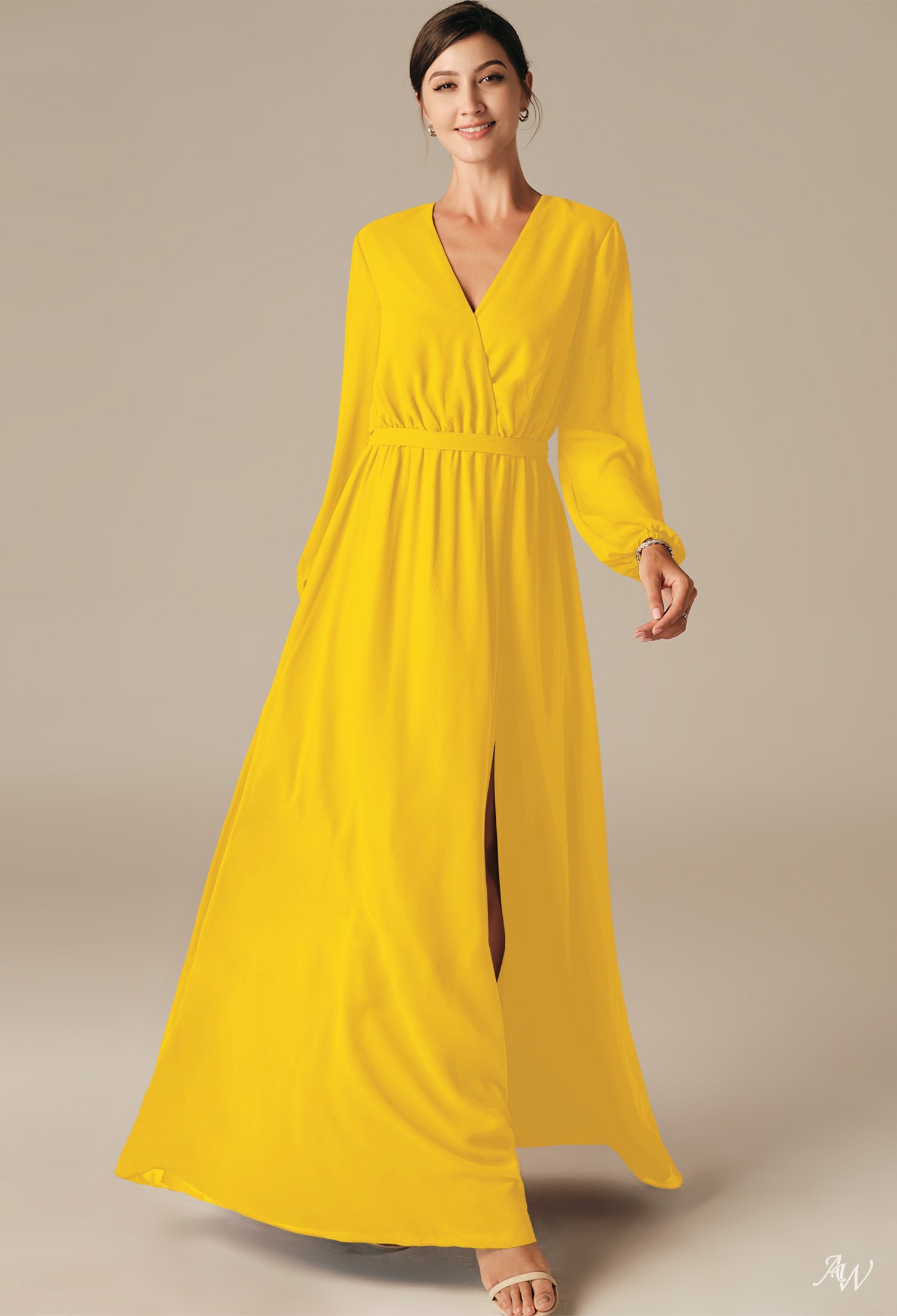AW Adelle Mustard Yellow Bridesmaid Dresses image1