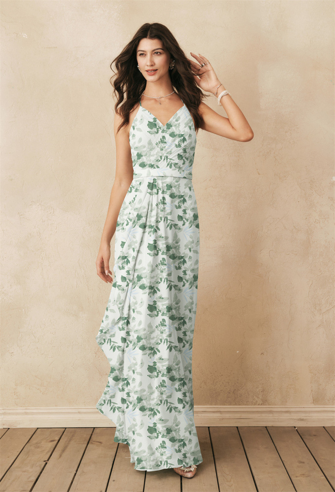 AW Lizzie Tea Green Shade  Floral Bridesmaid Dresses