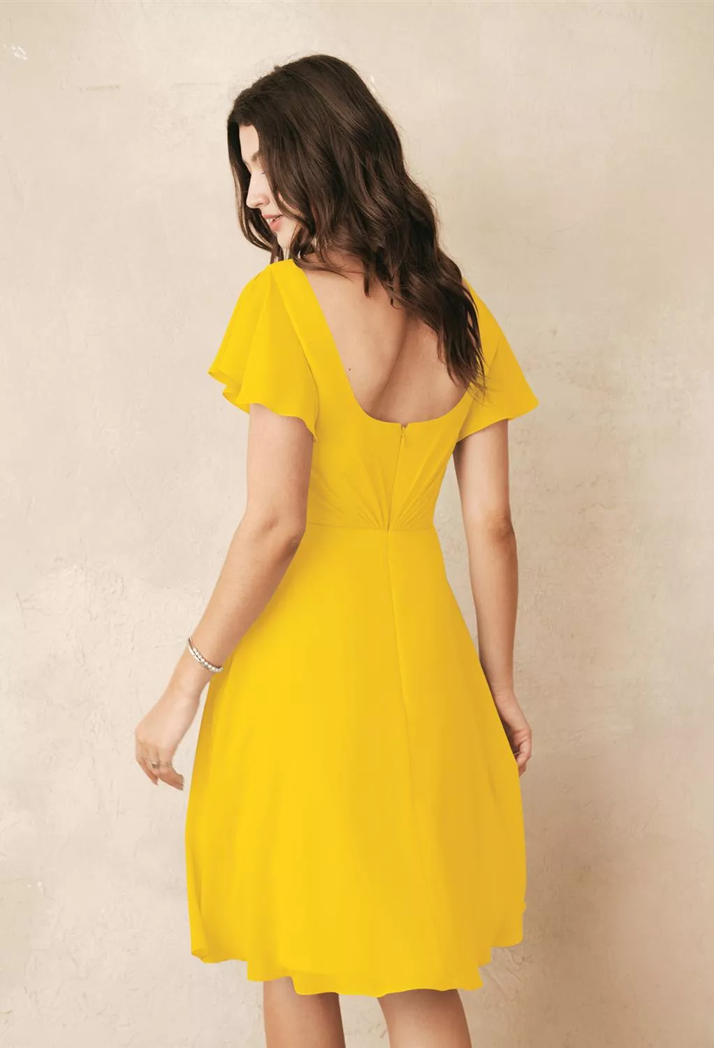 AW Megan Mustard Yellow  Short Bridesmaid Dresses