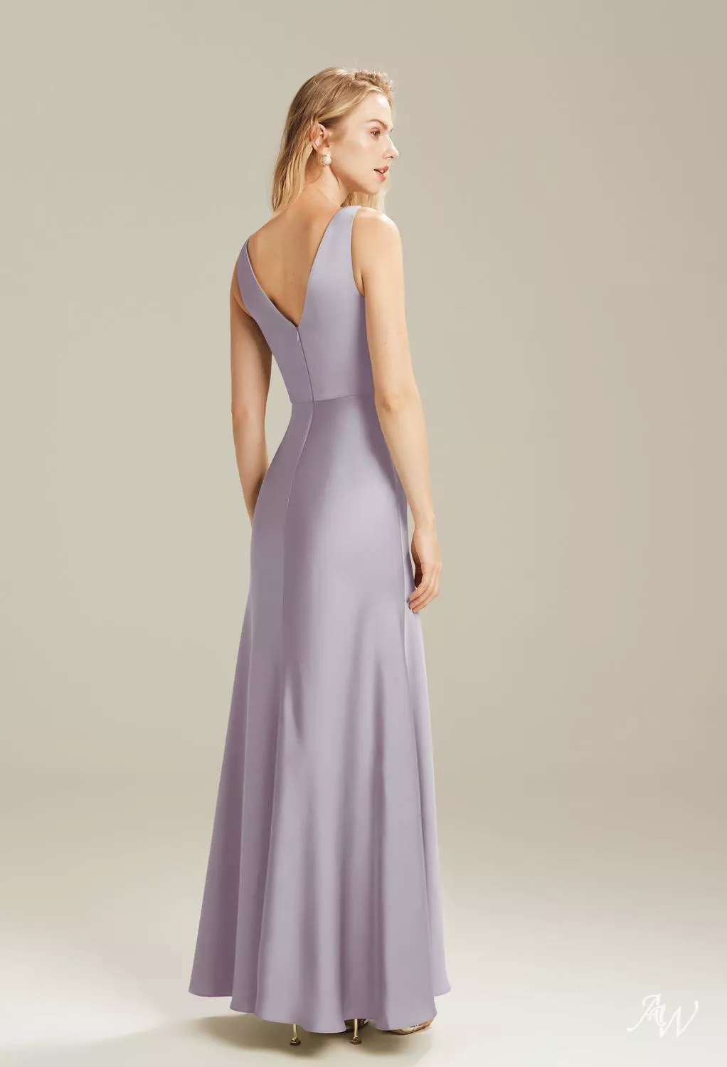 AW Giselle Dress, Sage Garden Party Crystal Satin Satin Charmeuse Stretch  Satin Floor Length Bateau Neckline Bridesmaid Dresses | AW.Bridal Canada
