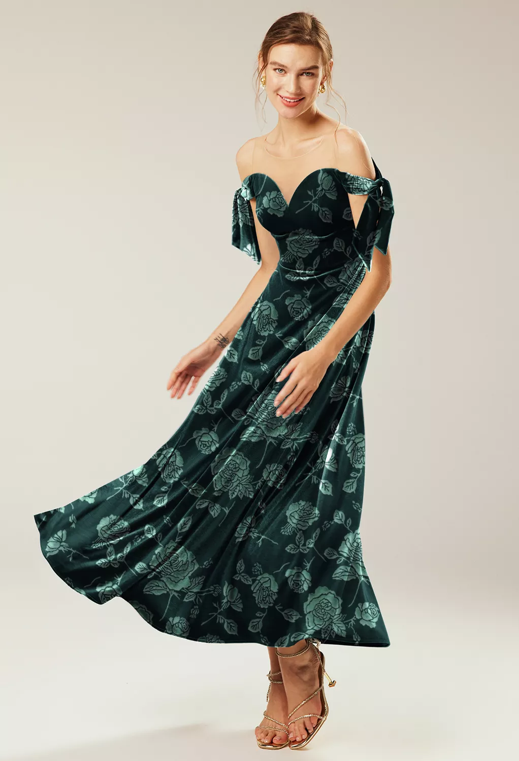 AW Taiga Emerald Ethereal Rose  Fall Wedding Guest Dresses