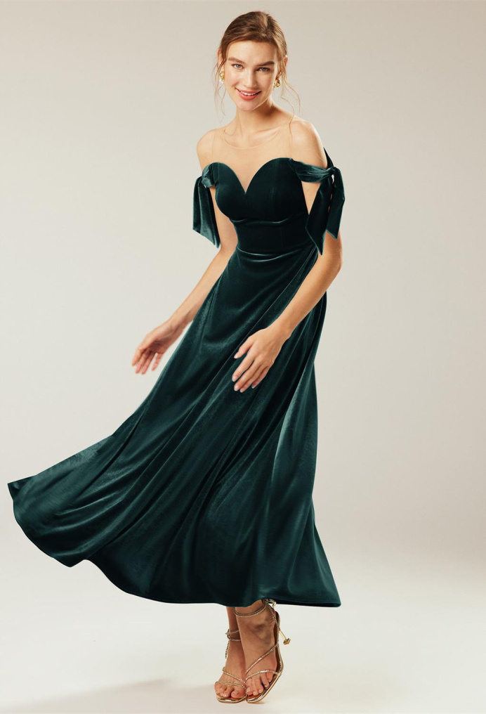 AW Taiga Hunter Green  Long Bridesmaid Dresses