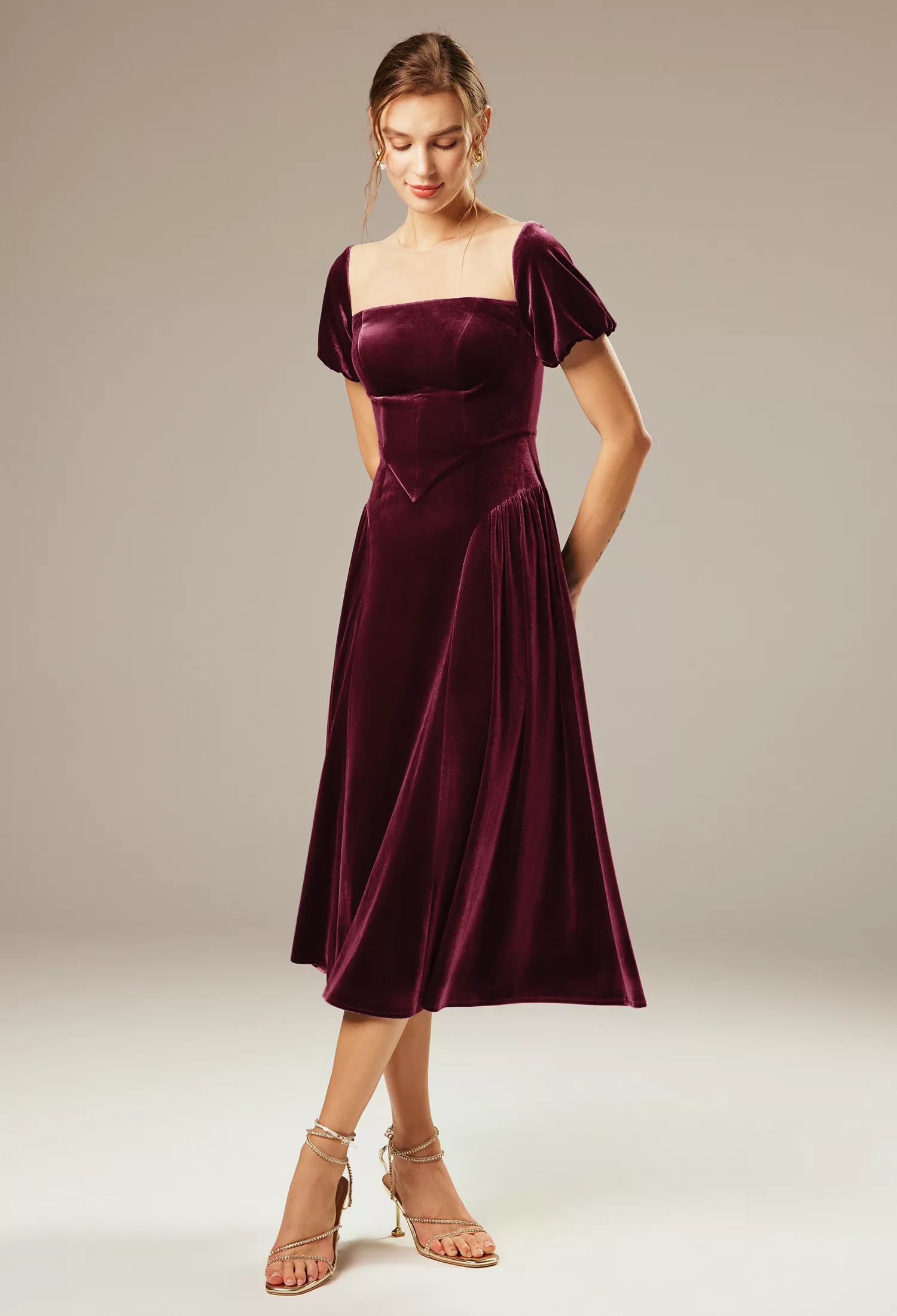 AW Turnsol Burgundy  Cocktail Wedding Guest Dresses