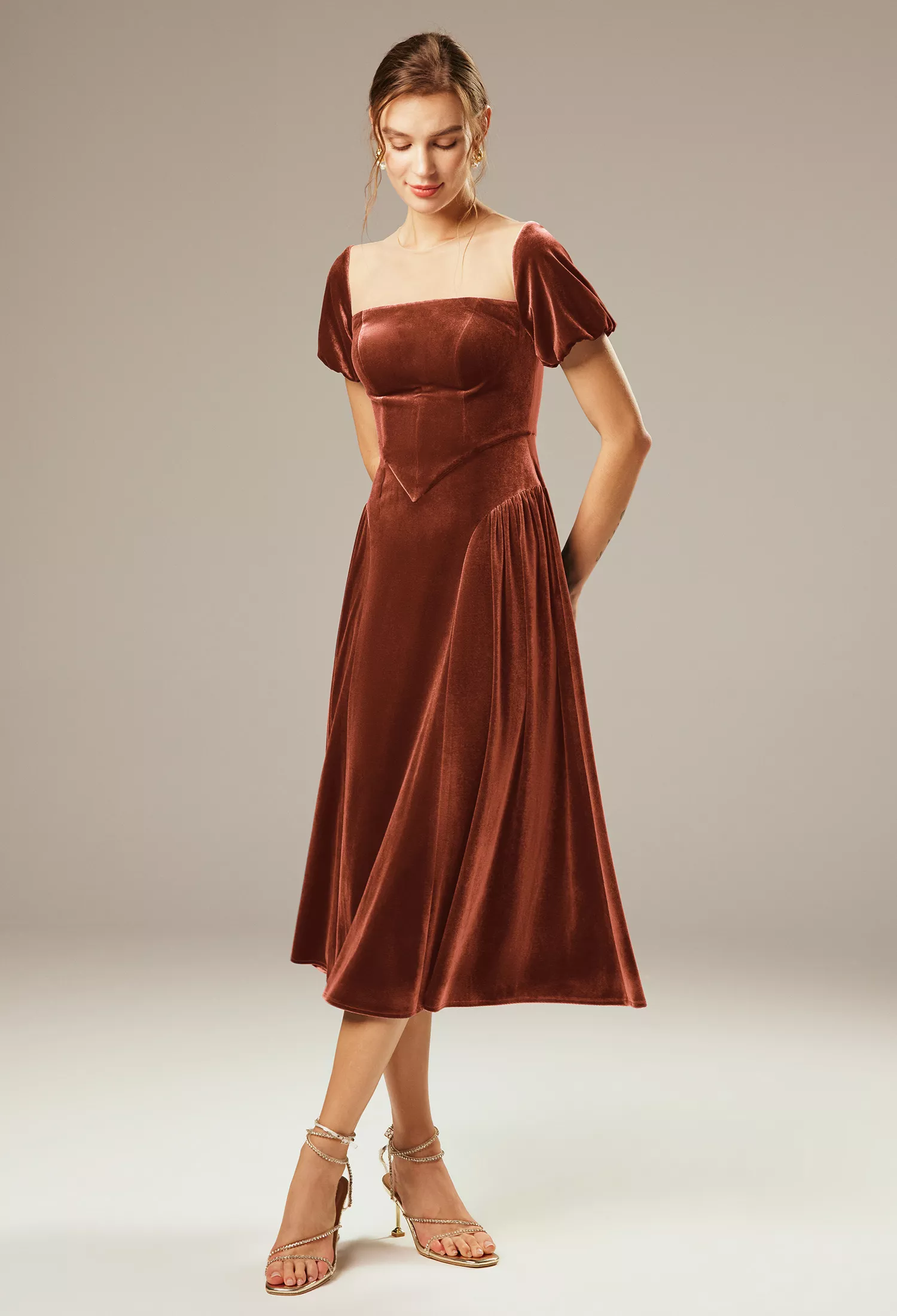 AW Turnsol Burnt Orange  Cocktail Wedding Guest Dresses