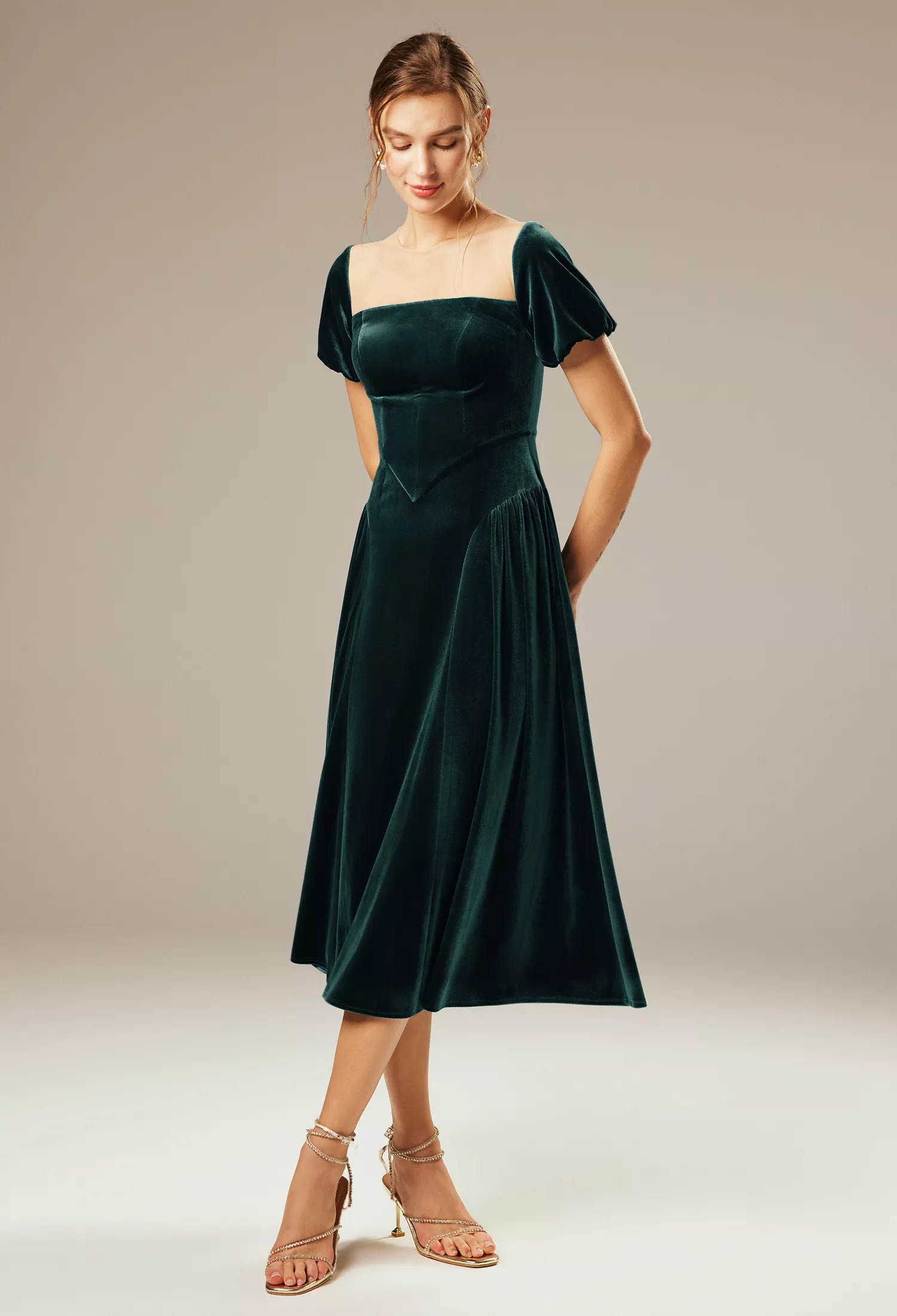 AW Turnsol Hunter Green  Cocktail Wedding Guest Dresses