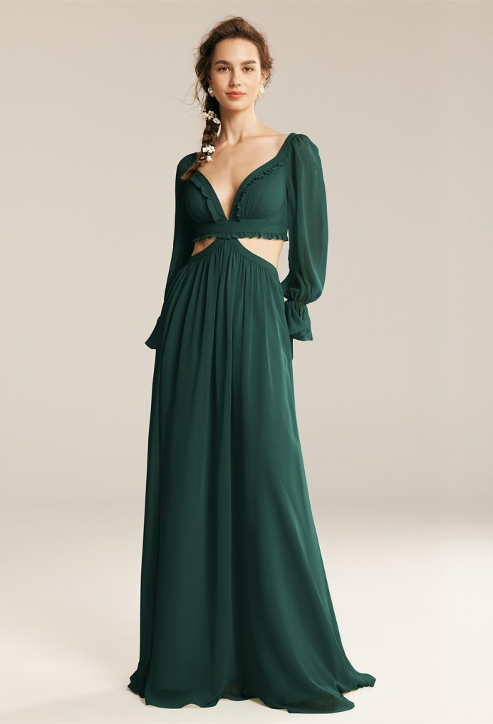 AW Ada Dark Emerald  Long Bridesmaid Dresses